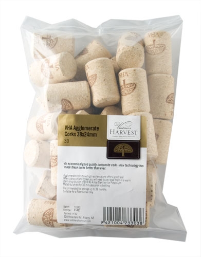 Vintner's Harvest VHA Agglomerate Corks 38x24mm, Bag 30 UBREW4U